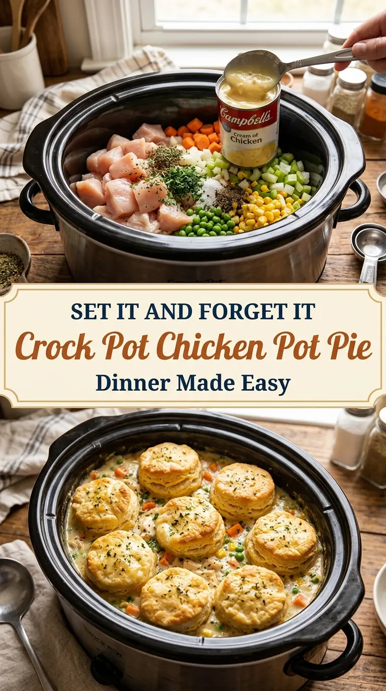 Crock Pot Chicken Pot Pie creamy biscuit-topped