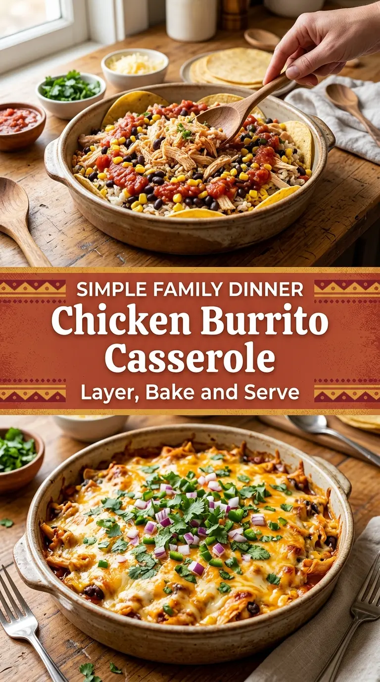 Easy Chicken Burrito Casserole cheesy Tex-Mex baked
