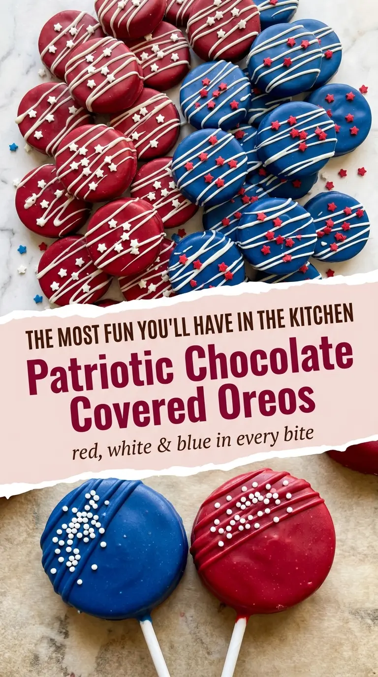 Patriotic-Themed Chocolate Covered Oreos