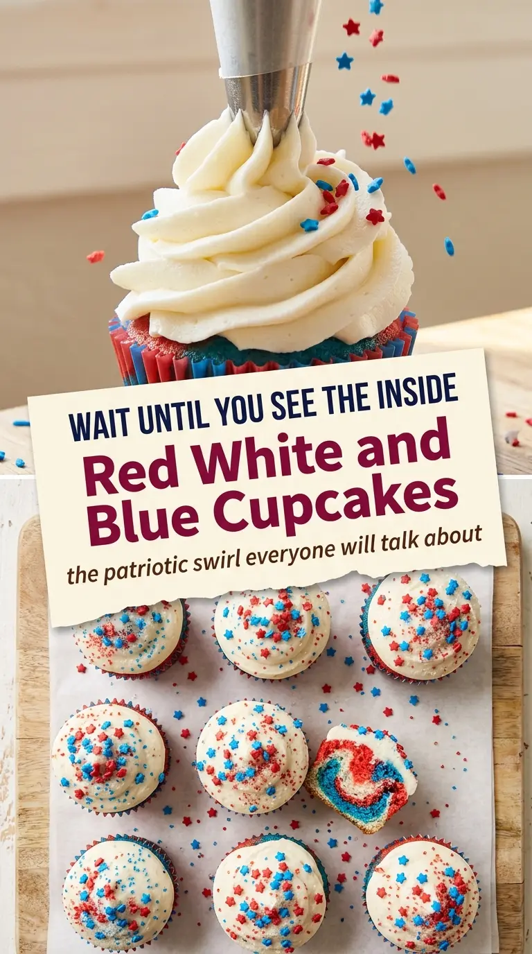 Red White and Blue Cupcakes patriotic vanilla swirl