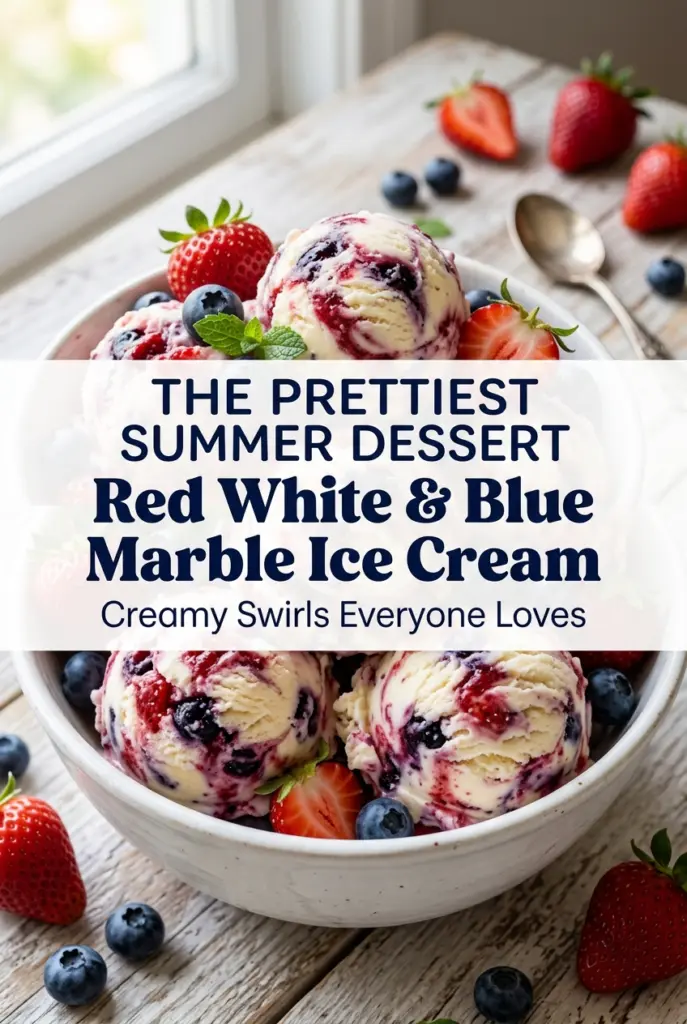 Red White & Blue Marble Ice Cream