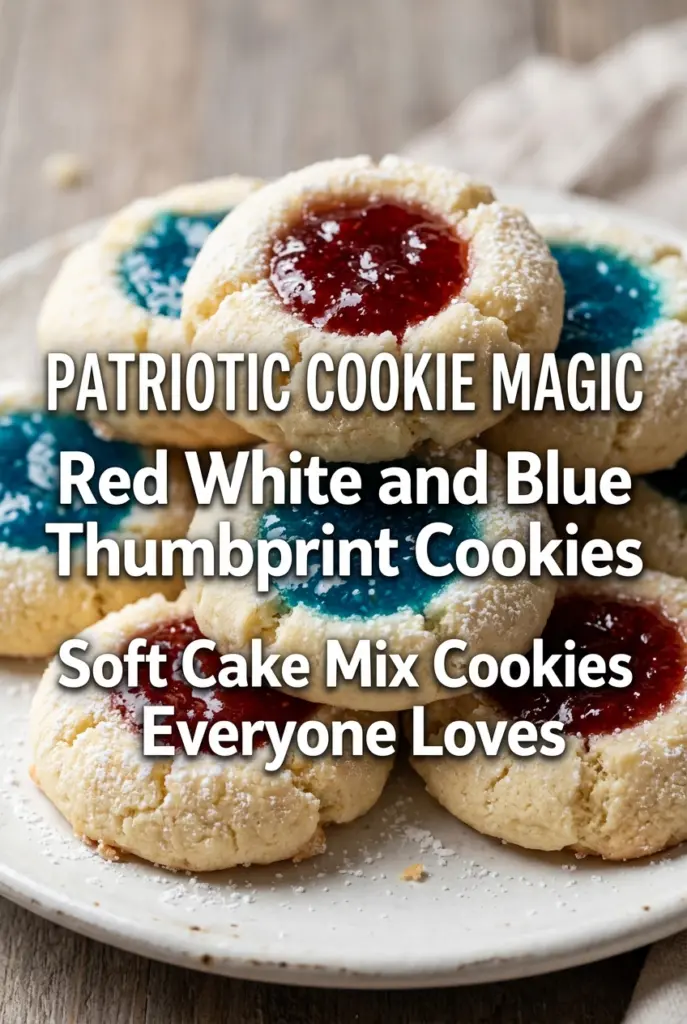 Red White and Blue Thumbprint Cookies with Cake Mix