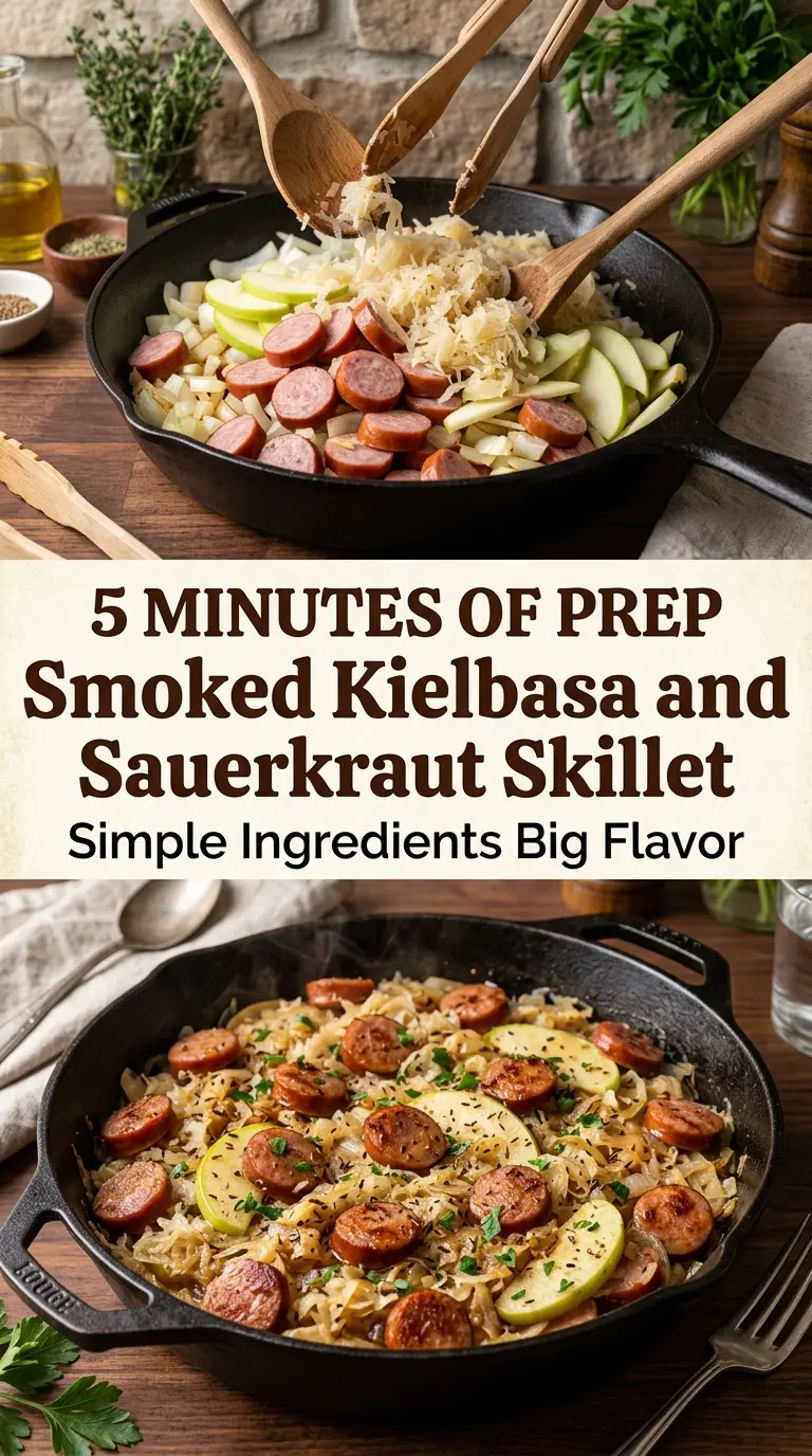 Smoked Kielbasa and Sauerkraut Skillet