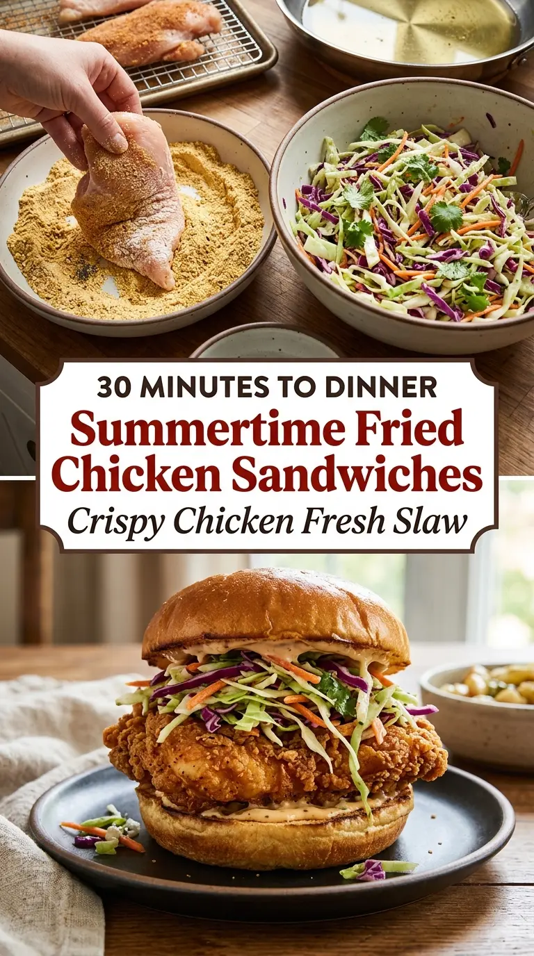 Summertime Fried Chicken Sandwiches With Tangy Slaw