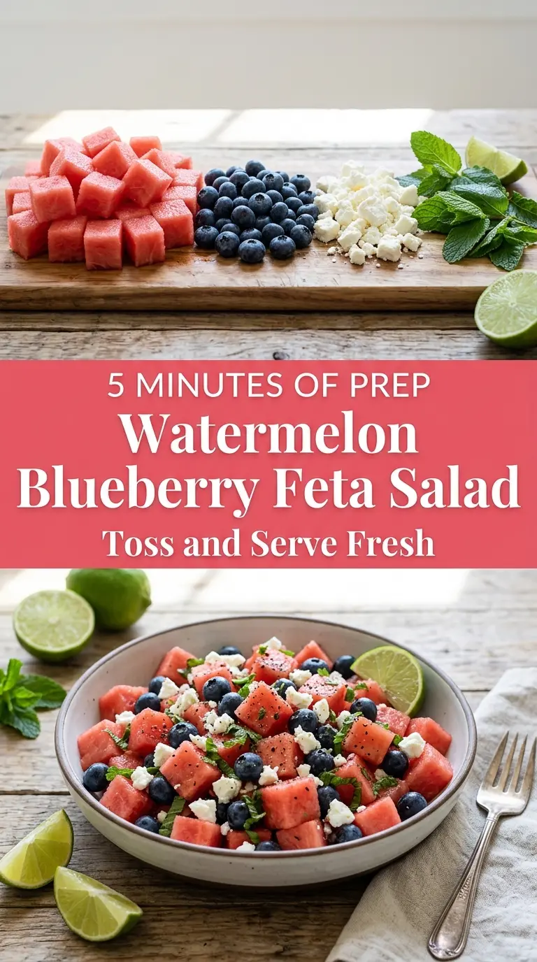Watermelon Blueberry Feta Salad juicy minty fresh