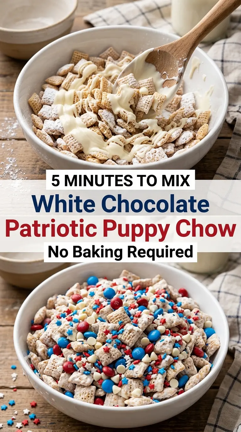 White Chocolate Patriotic Puppy Chow crunchy festive