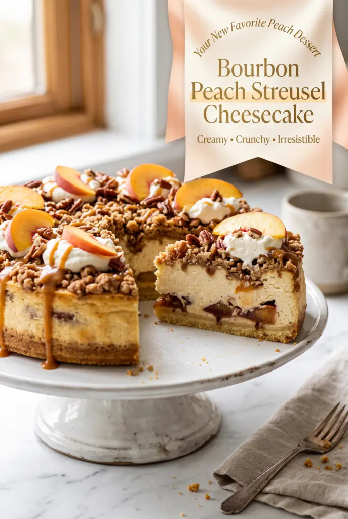 Bourbon Peach Streusel Cheesecake