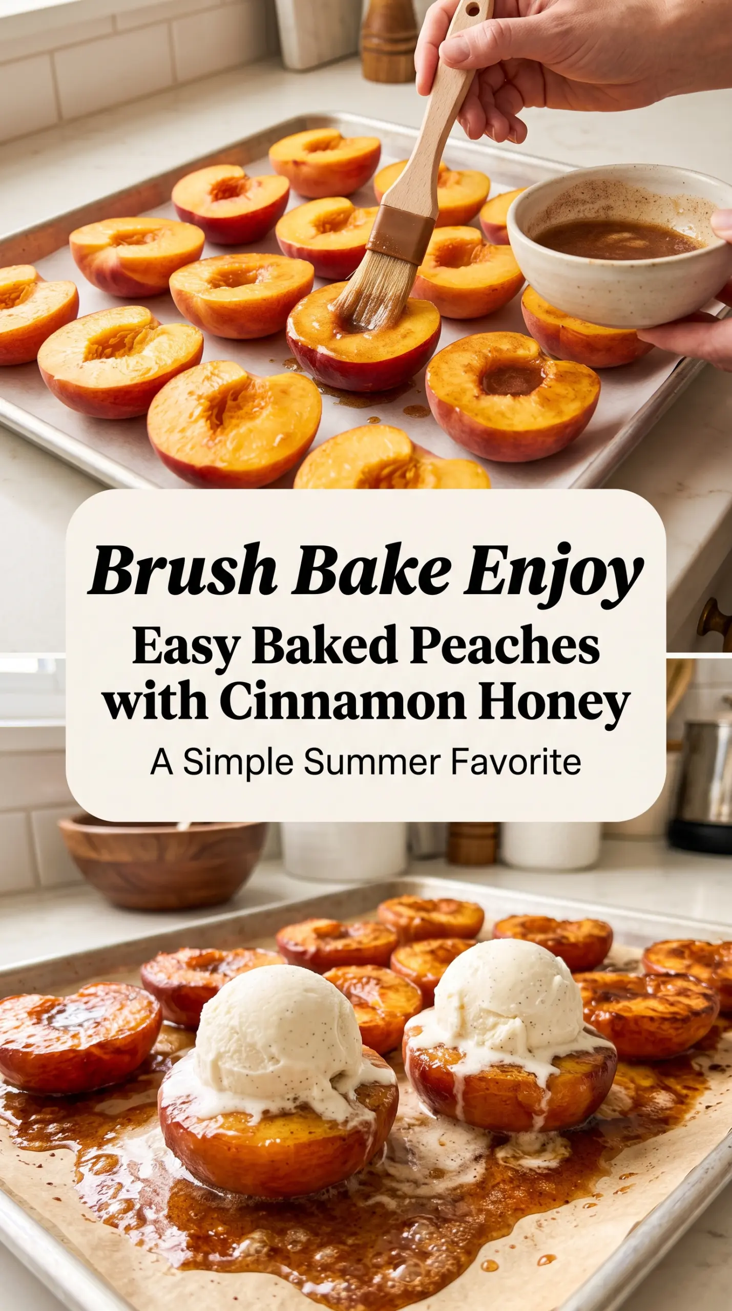 Easy Baked Peaches with Cinnamon Honey soft caramelized