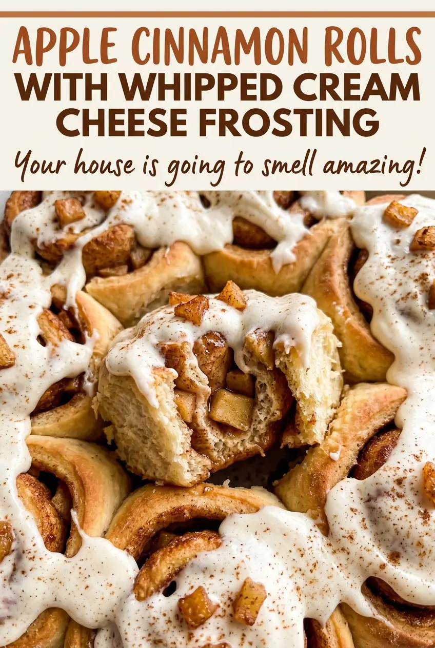 Apple cinnamon rolls with fluffy cream cheese frosting