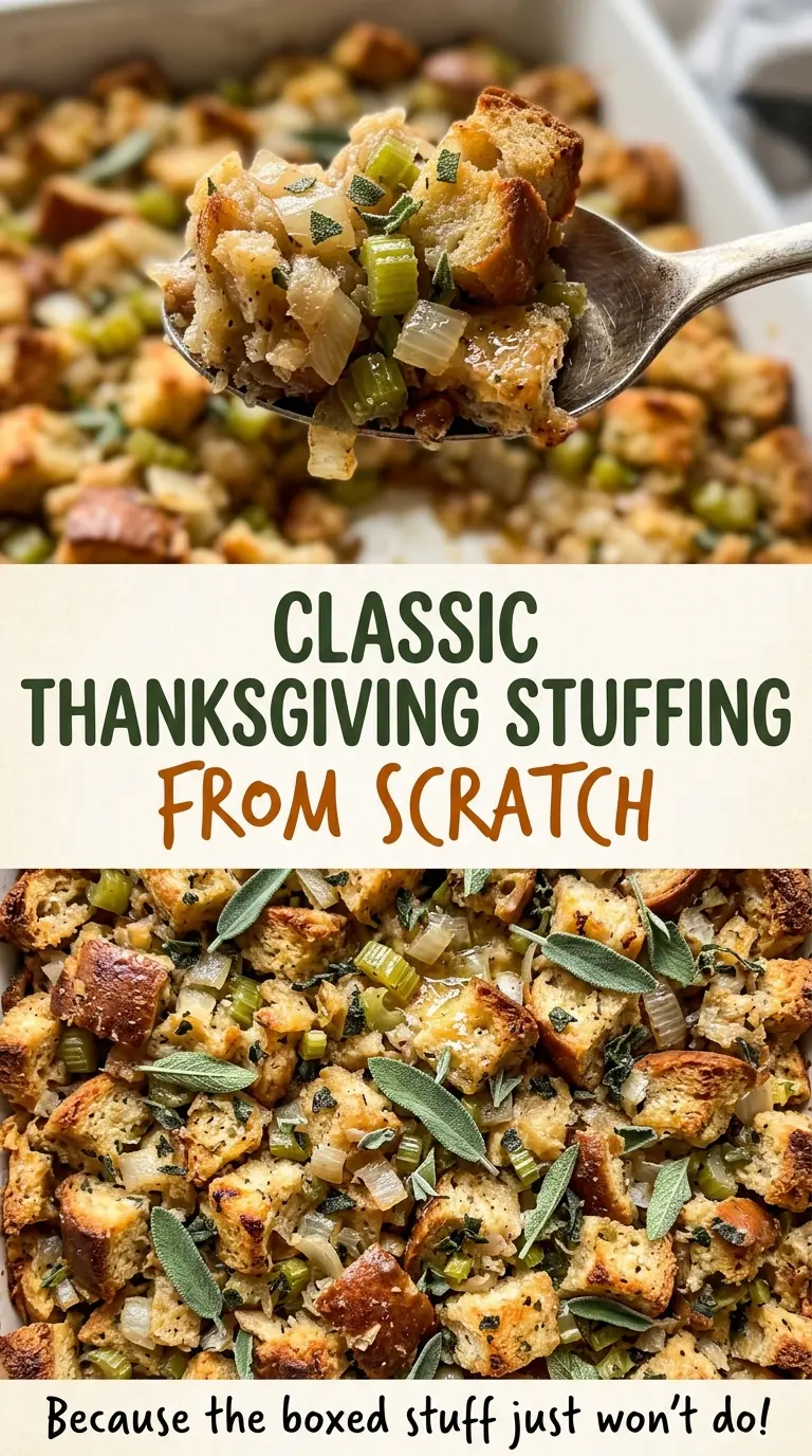 Classic Thanksgiving Stuffing from Scratch buttery golden crisp