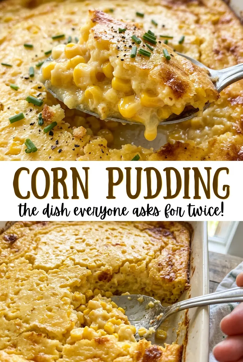 Corn pudding creamy golden kernels