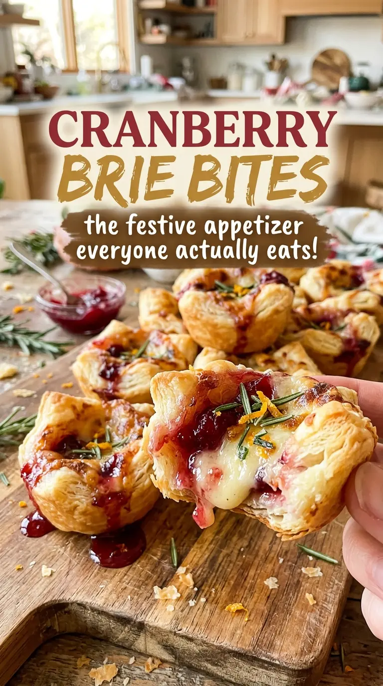 Cranberry Brie Bites with melted Brie cranberry pecans