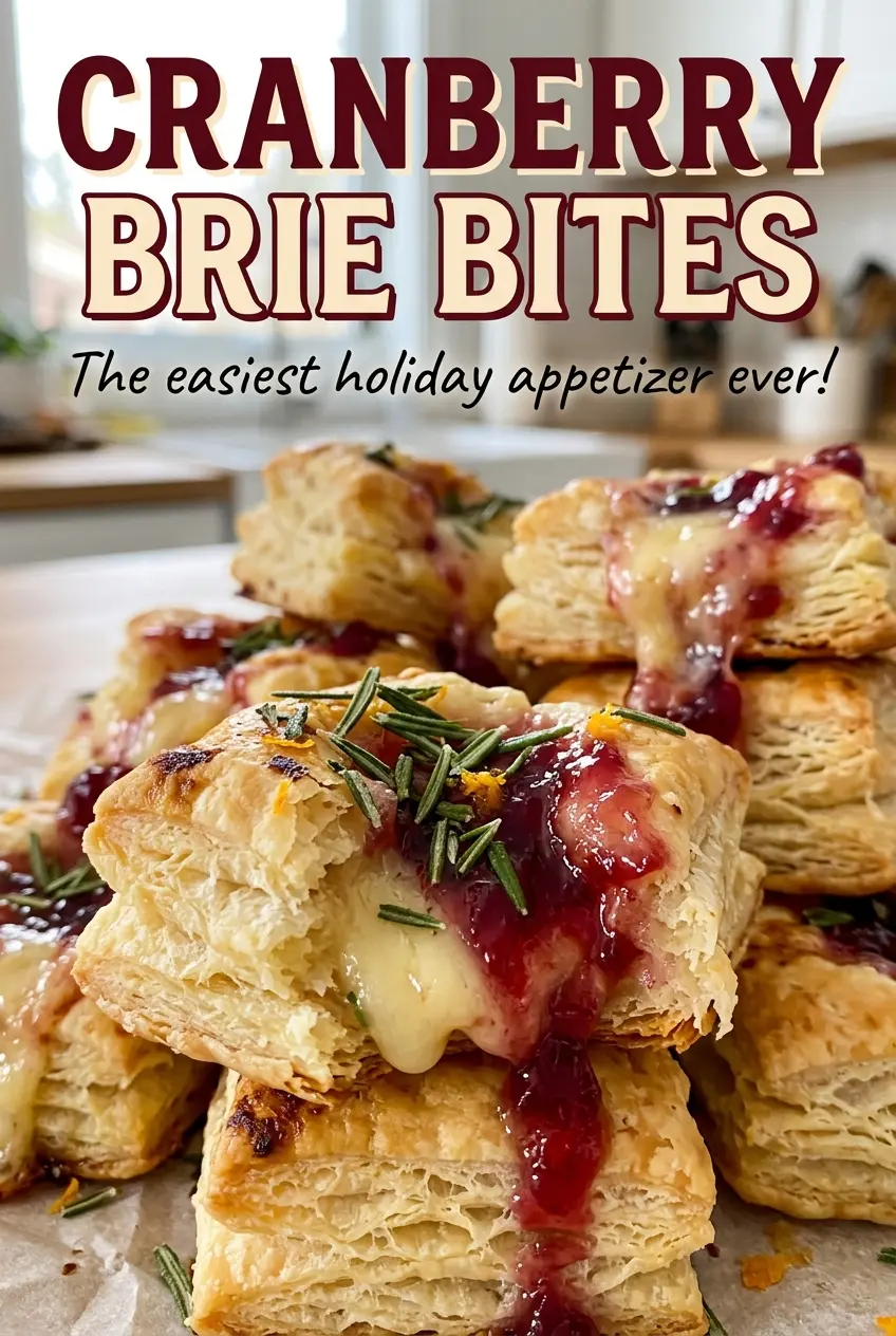 Cranberry Brie Bites with golden puff pastry
