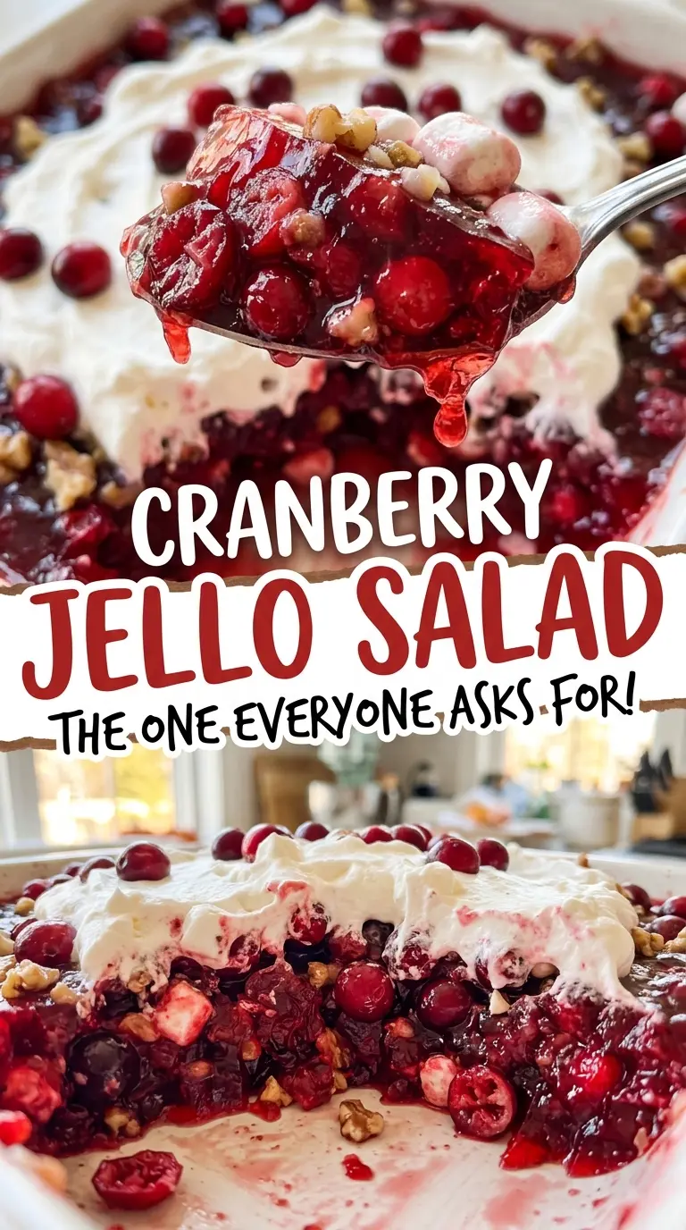 Cranberry Jello Salad with pineapple pecan texture