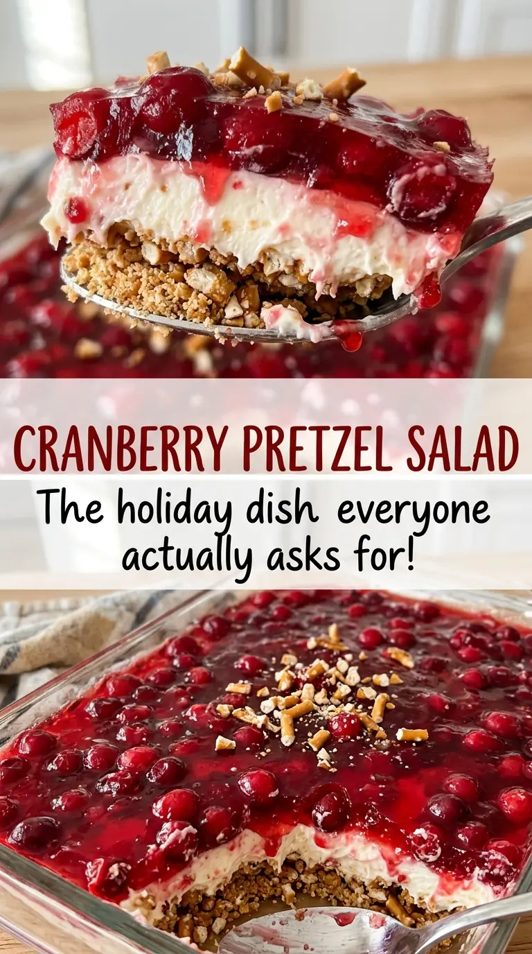 Cranberry Pretzel Salad creamy cranberry layers