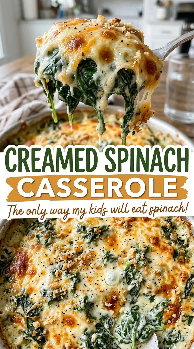 Creamed Spinach Casserole with golden panko crust