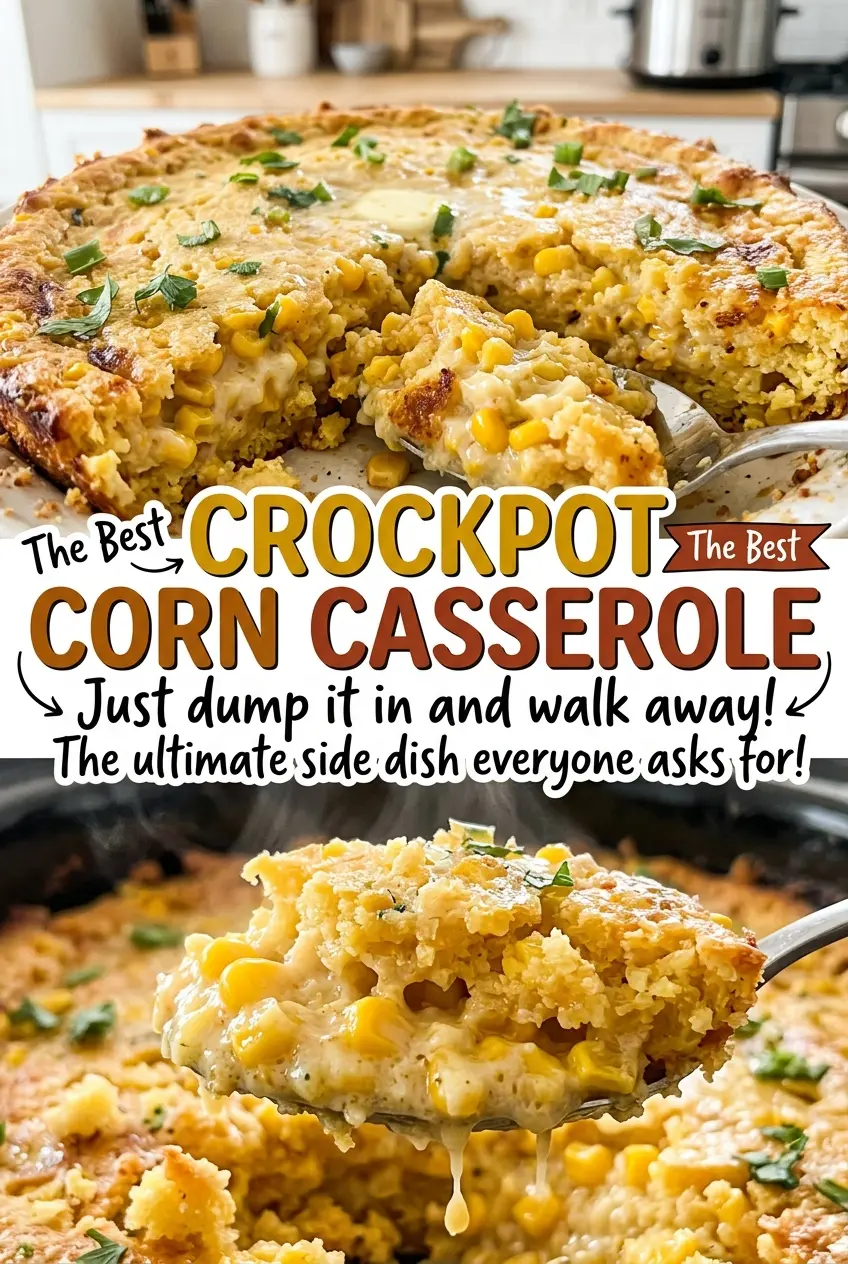 Crockpot Corn Casserole tender golden spoonable