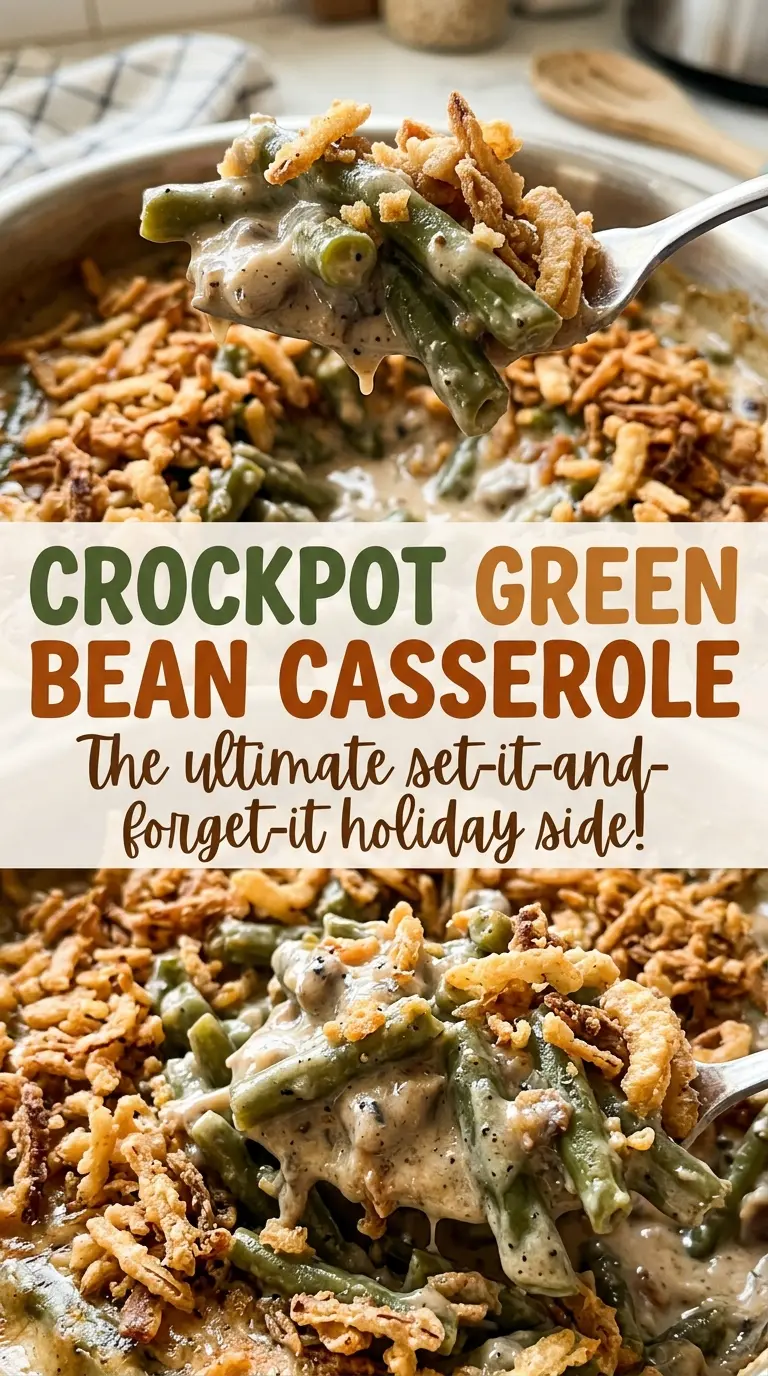 Crockpot Green Bean Casserole crisp onion topping