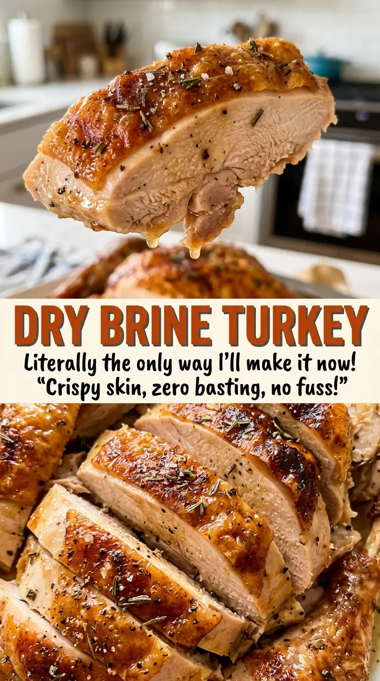 Dry Brine Turkey crisp golden exterior
