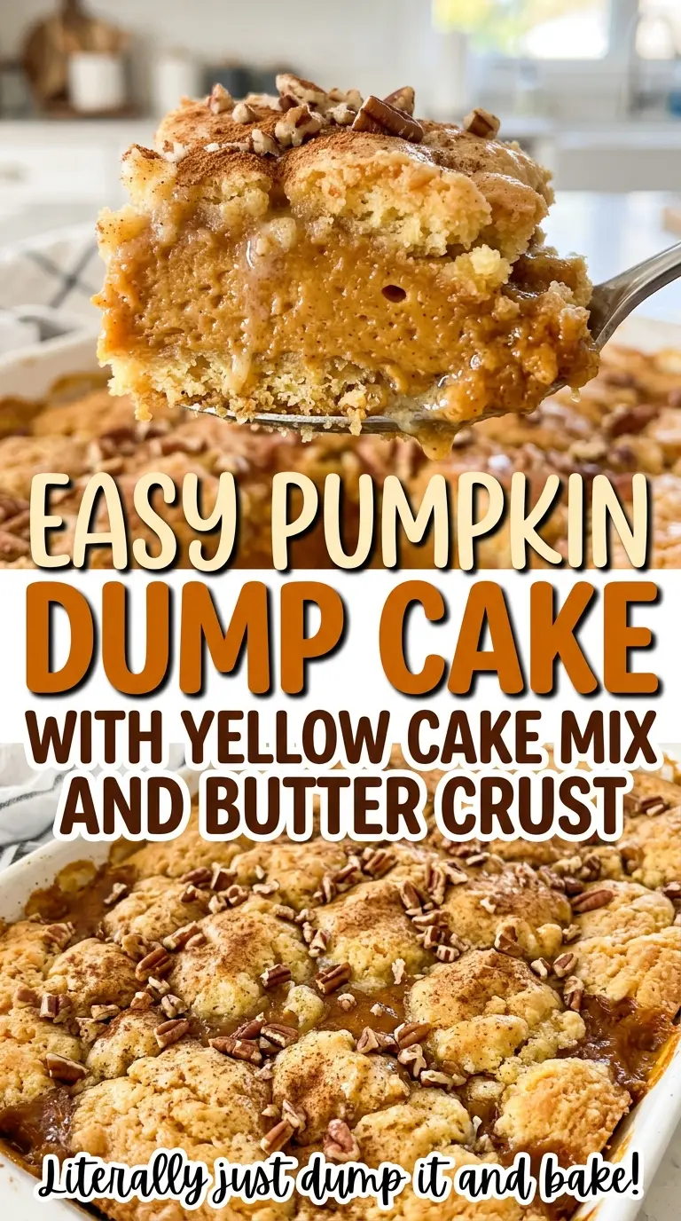 Easy pumpkin dump cake, creamy pumpkin golden topping
