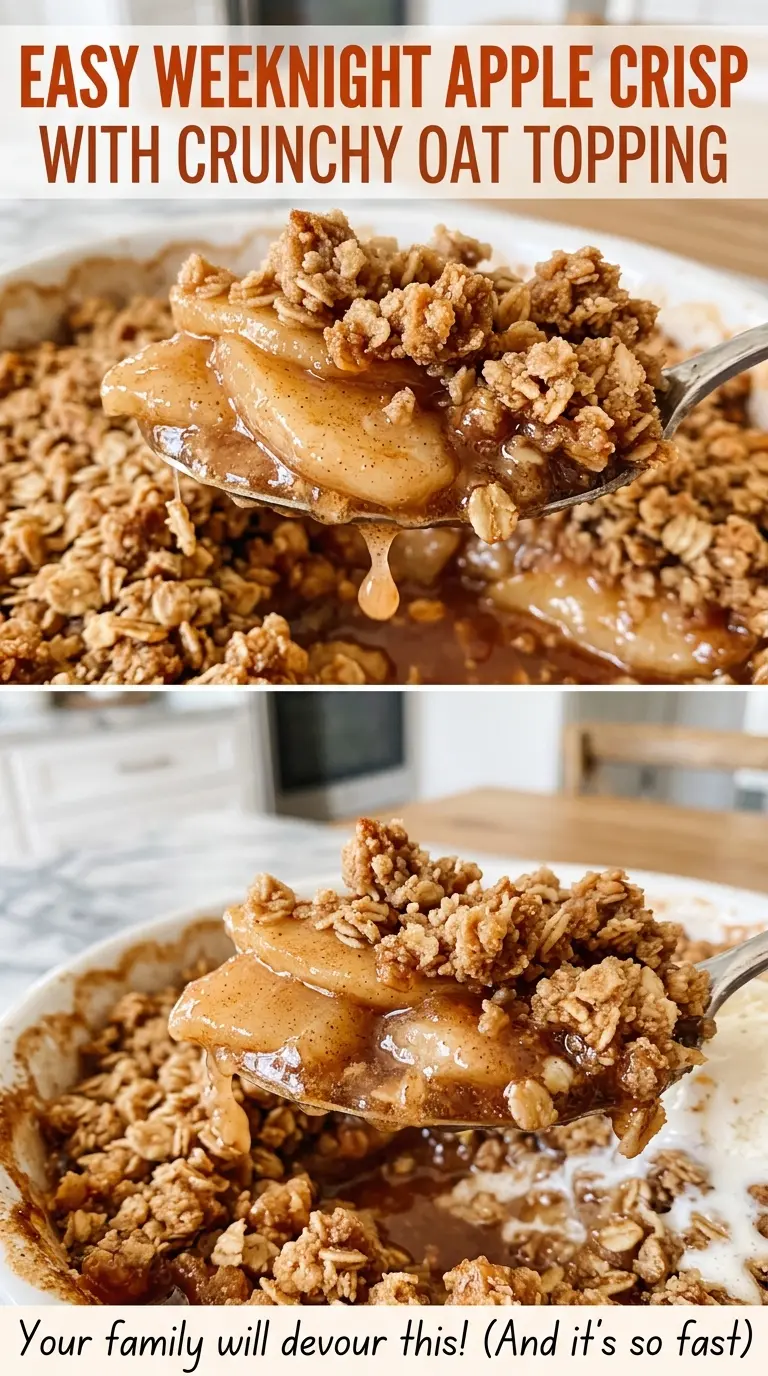 Easy Weeknight Apple Crisp with Crunchy Oat Topping golden, crunchy, apple-filled
