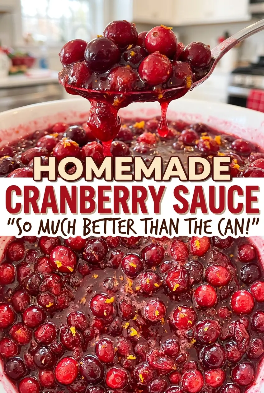 Homemade cranberry sauce glossy ruby berries