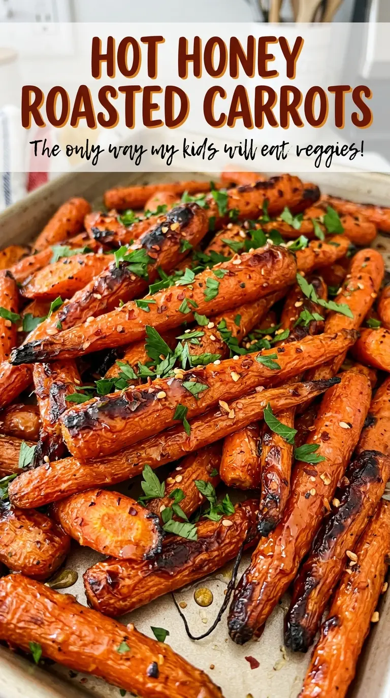 Hot Honey Roasted Carrots, tender spicy glaze