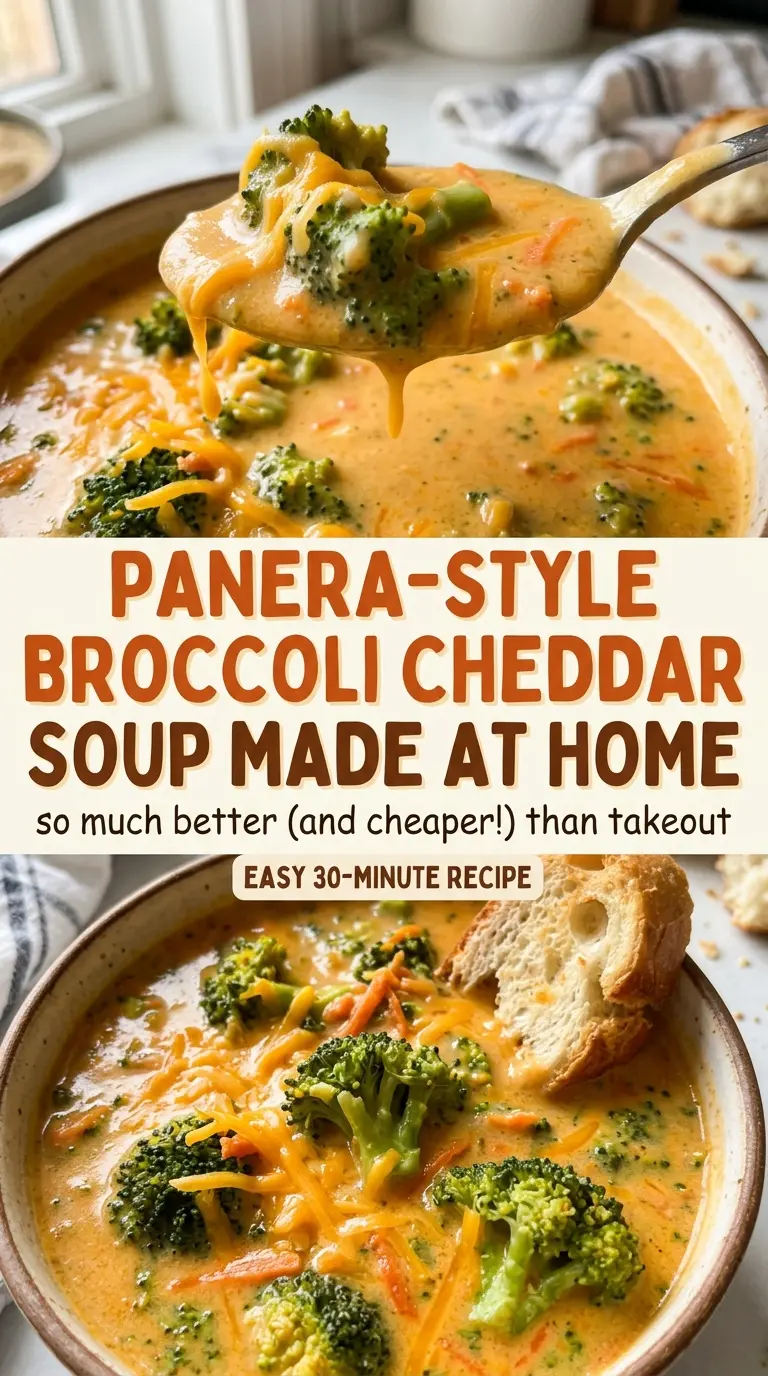 Panera-Style Broccoli Cheddar Soup rich and creamy