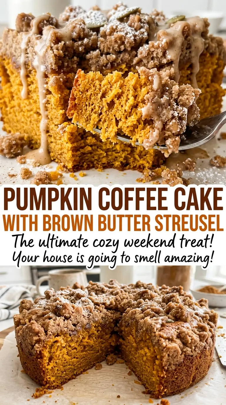 Pumpkin coffee cake with brown butter streusel, tender spiced crumb