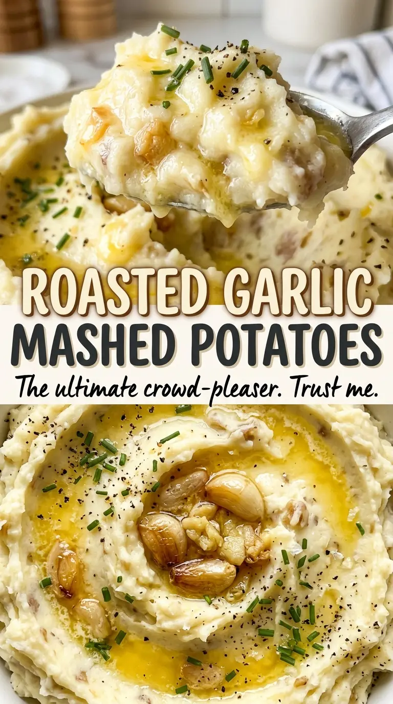 Roasted Garlic Mashed Potatoes, buttery and fluffy