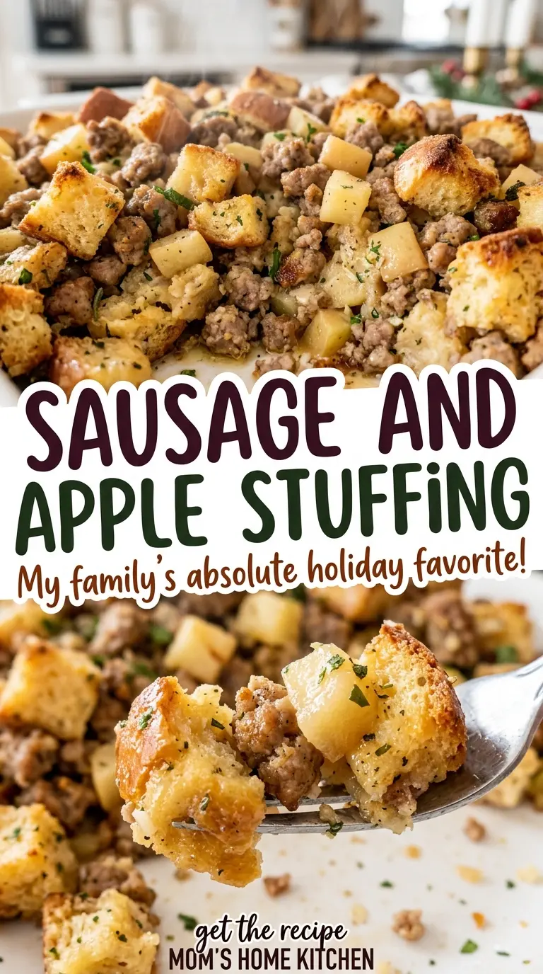 Sausage and Apple Stuffing crisp golden top