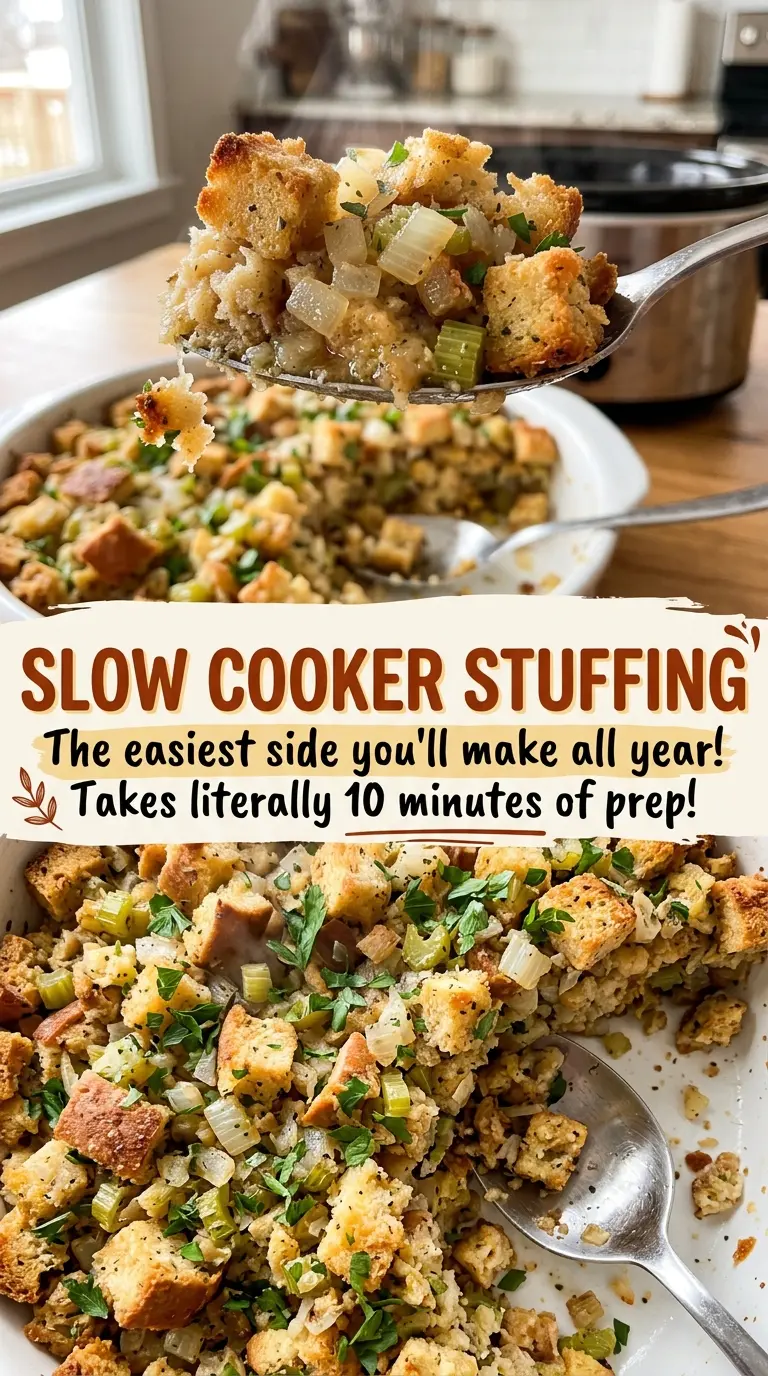Slow Cooker Stuffing soft herbed bread