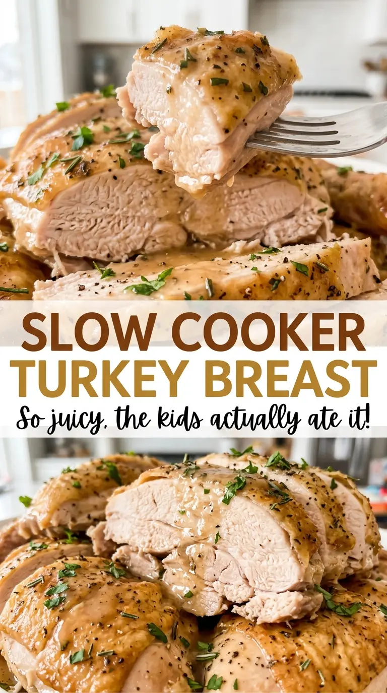 Slow Cooker Turkey Breast tender sliced turkey