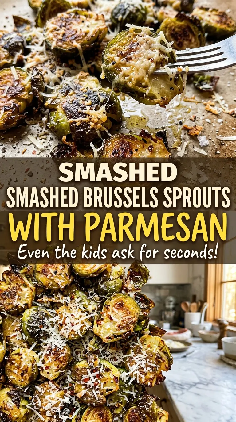 Smashed Brussels Sprouts with Parmesan golden edges