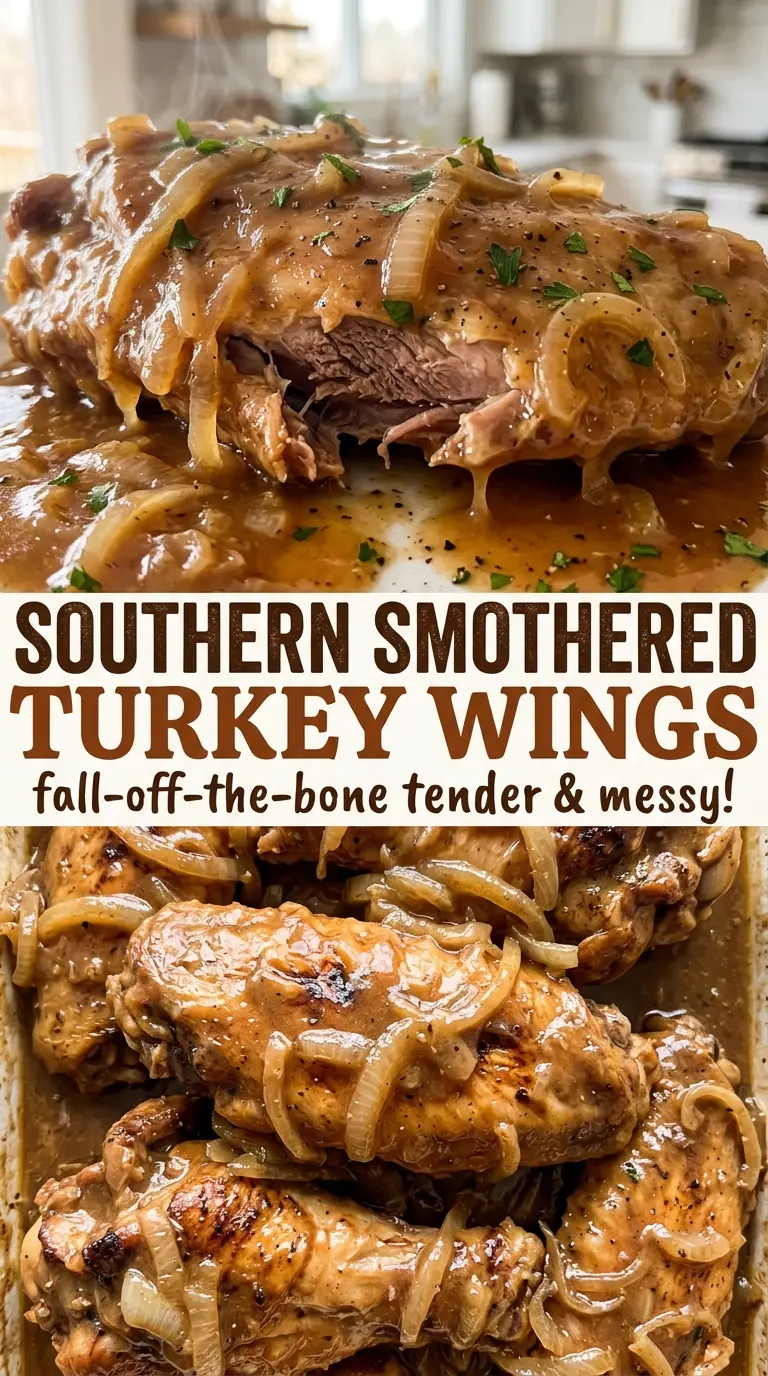 Southern Smothered Turkey Wings, tender and savory