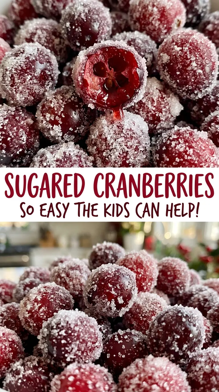 Sugared cranberries with crisp sugar shells