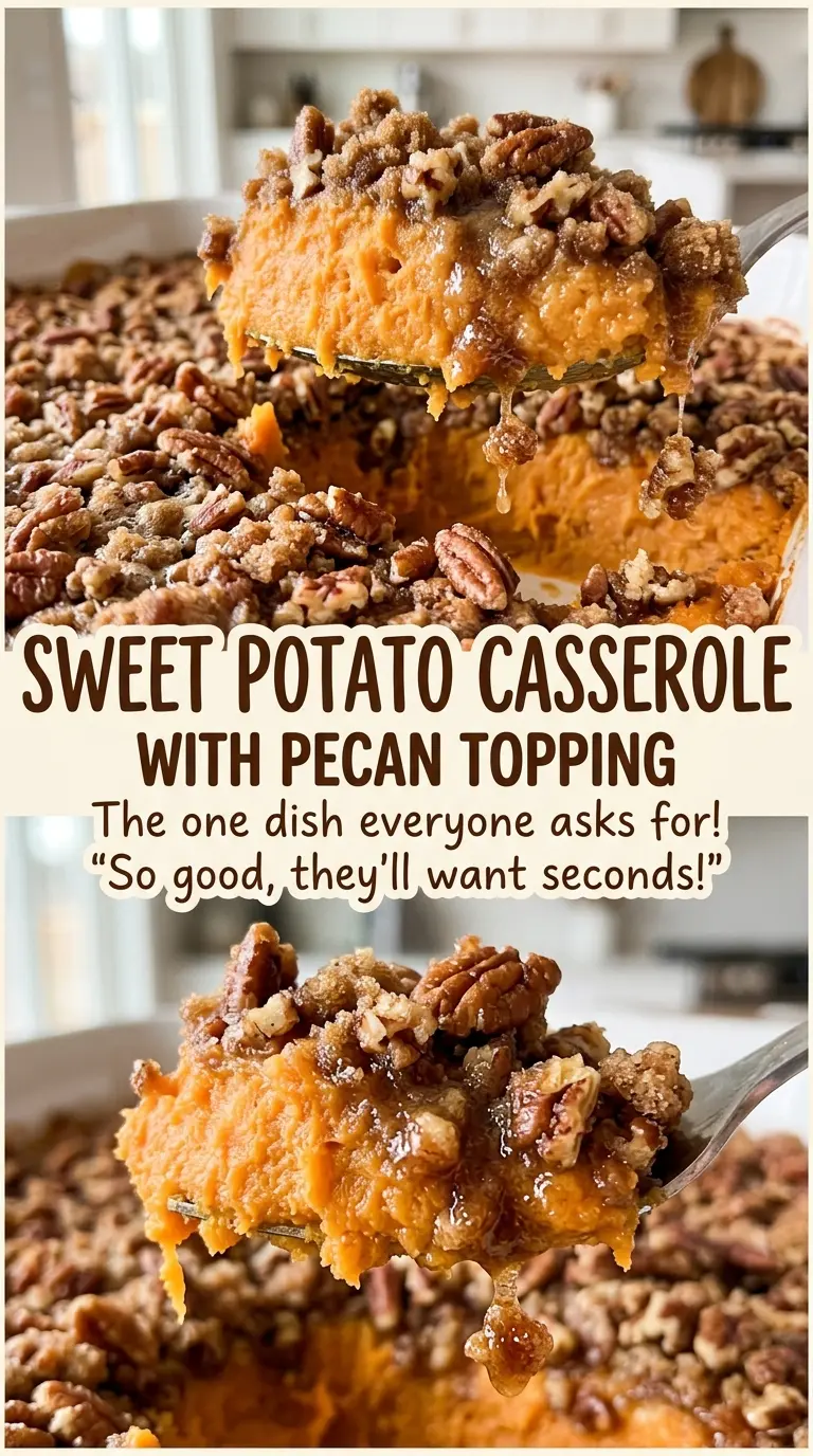 Sweet Potato Casserole with Pecan Topping creamy pecan crust