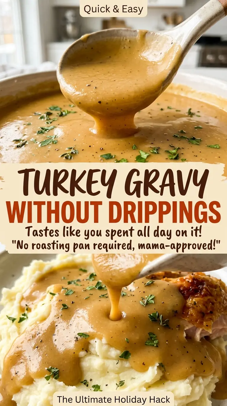 Turkey gravy without drippings, rich and velvety